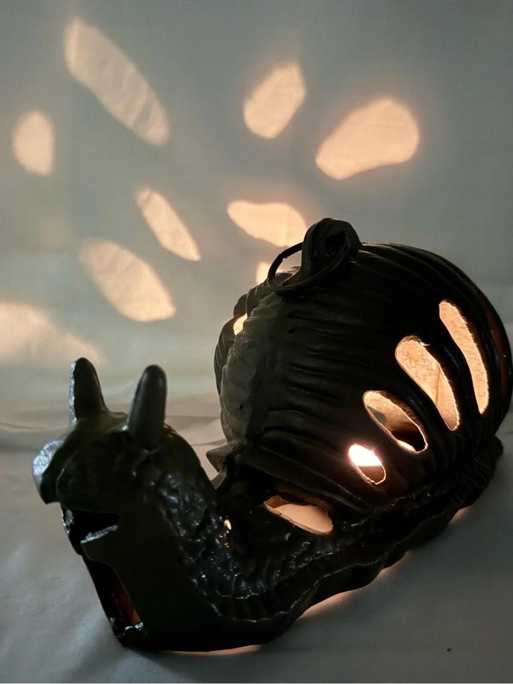 VTG Heavy Cast Iron Smiling Snail Garden Statue 11x6x6 Hanging Open Lantern